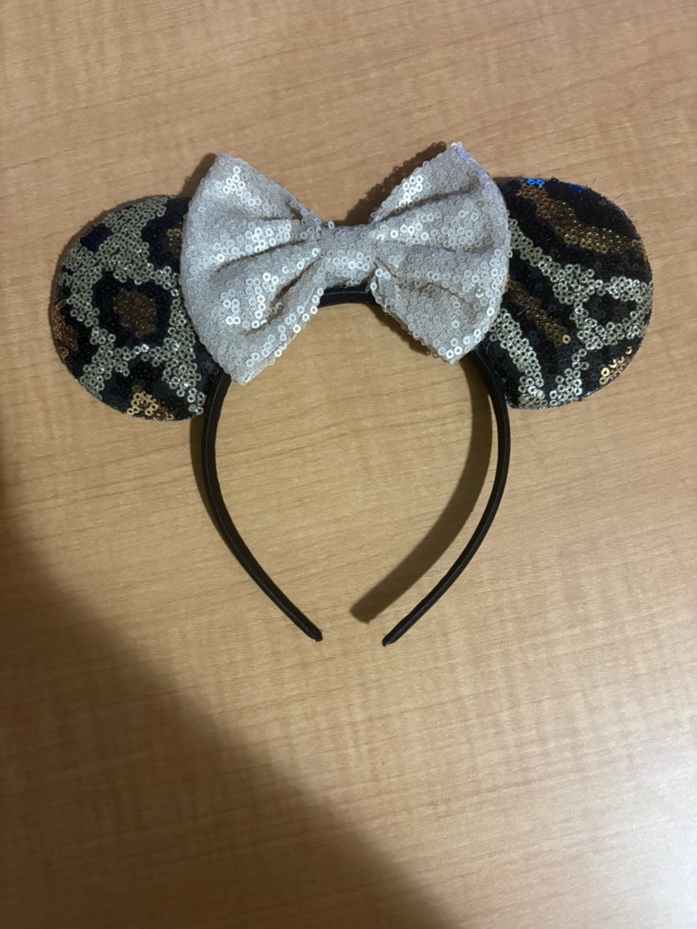 Disney Sequin Minnie Ear Headbands - Gold Cheetah Print & Buzz Lightyear Bow - Picture 3 of 4